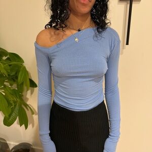 Women's Blue Off-Shoulder Top